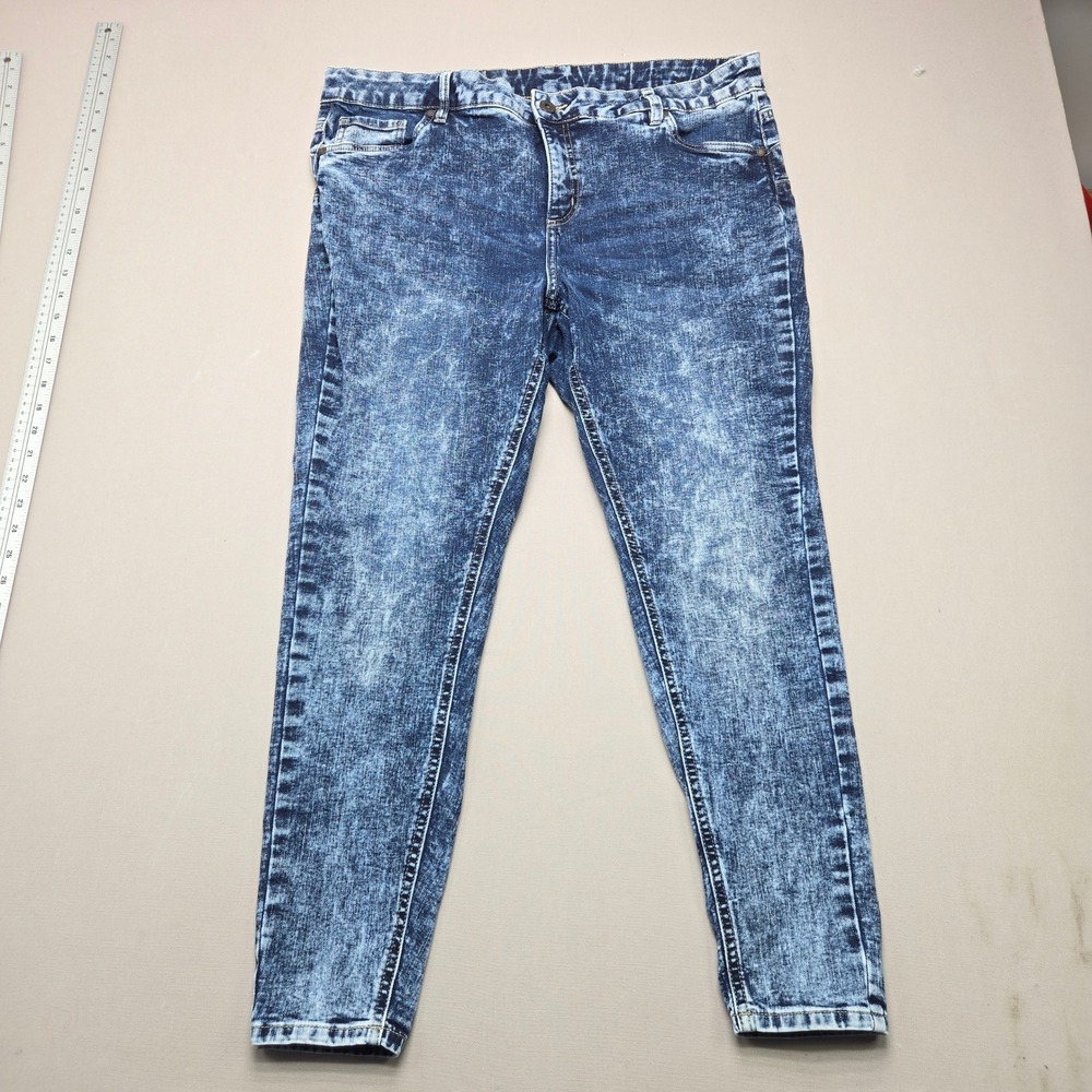Jeaniologie Skinny Jeans PJN-3911-REB Acid Wash Stretch Blue Denim Women Size 20